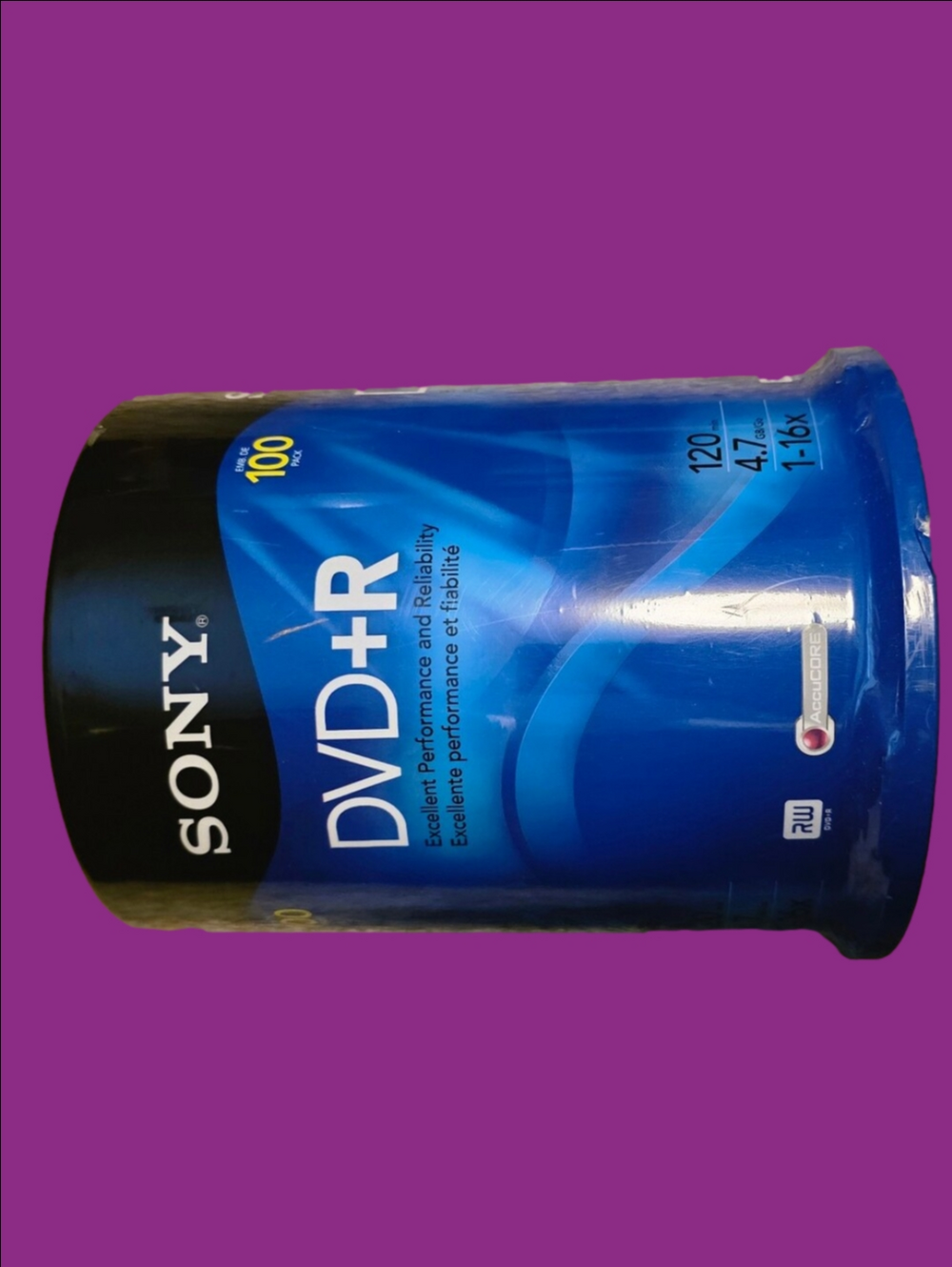 4/$97 Deal! Sony 100 DVD+R 4.7GB 120min Spindle